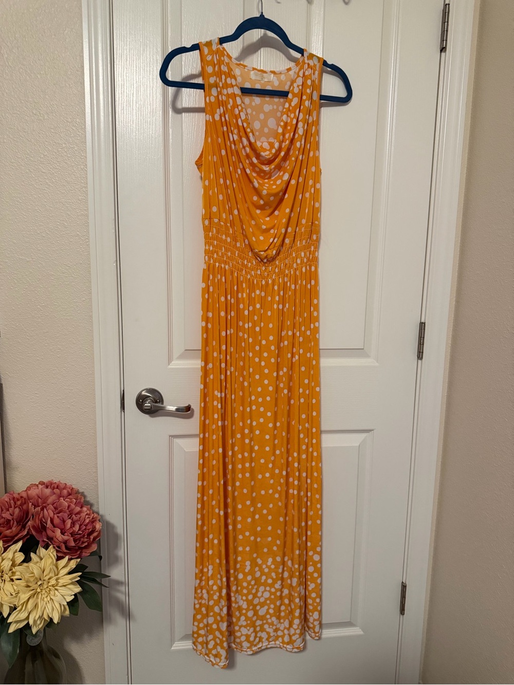 Apt. 9 Yellow Polka Dot Maxi Dress with Cowl Neck